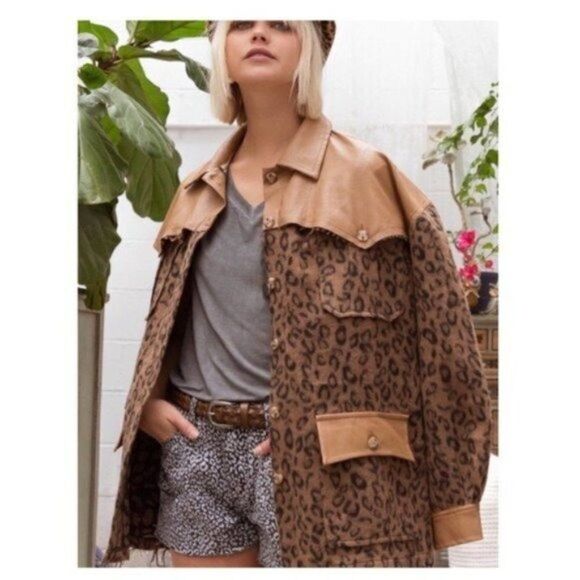 Copy - LEOPARD Print Jacket with Vegan Leather Accents - Picture 3 of 14